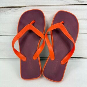 Vintage‎ Old Navy Flip Flops Burgundy Orange Thong Sandals Womens 6-8